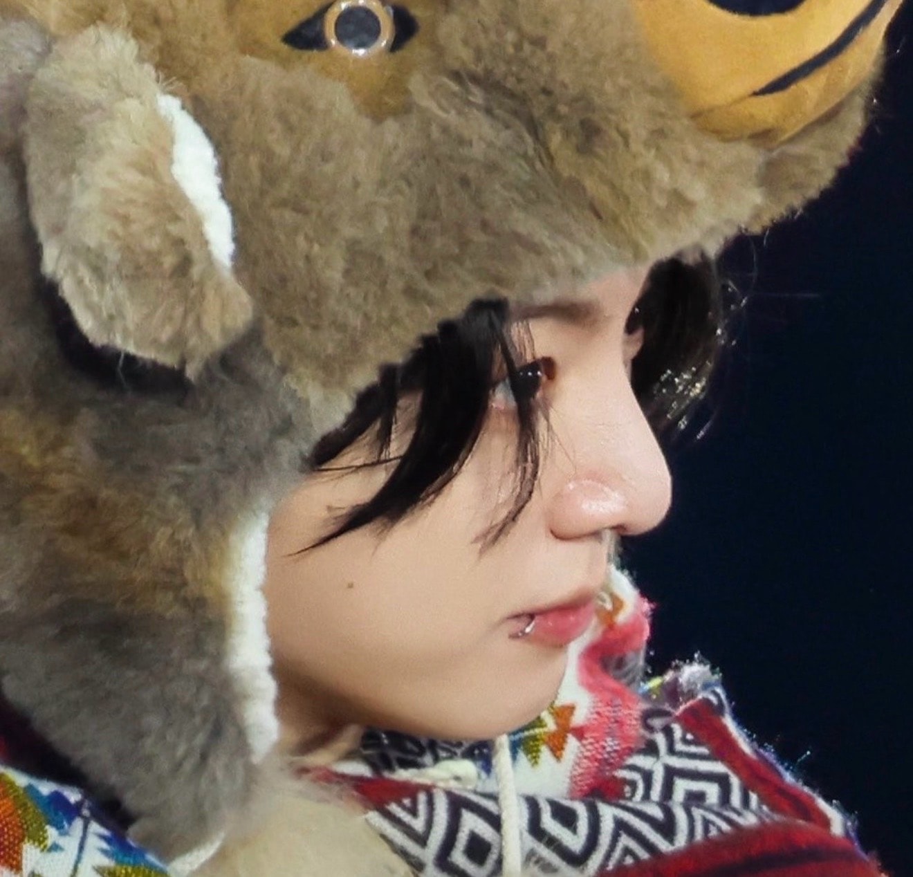 adorable fuzzy hat moment