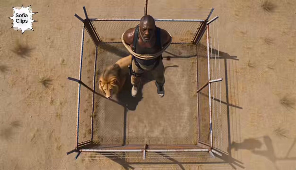 Idris Elba Lion Cage AI Video