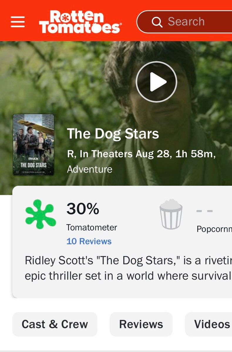 THE DOG STARS Rotten Tomatoes score (photo 2 of 2)