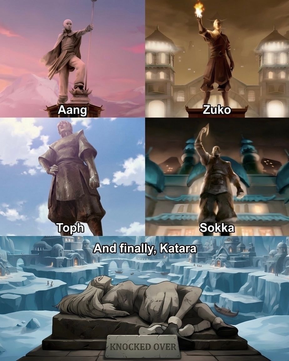 Avatar Last Airbender statues Katara knocked over