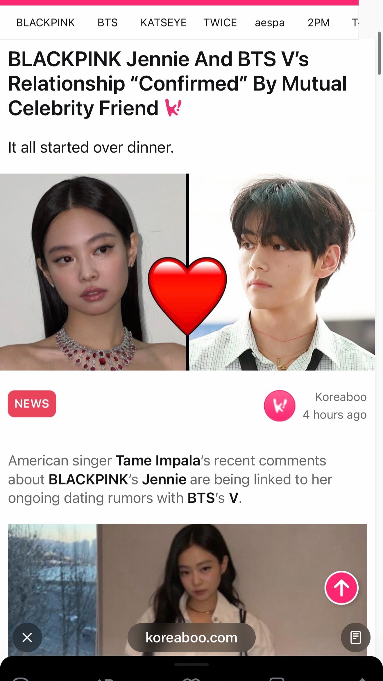 Jennie and V relationship confirmed by friend