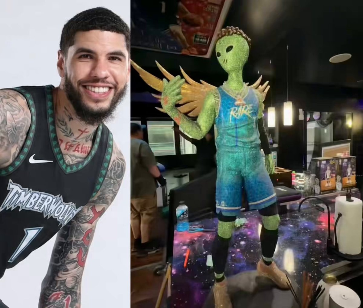 LaMelo Ball Charlotte apartment alien statue LaMelo Ball Charlotte apartment alien statue