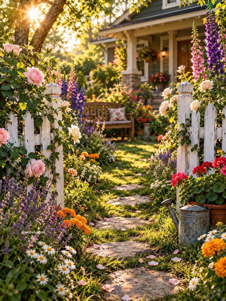 garden path with roses