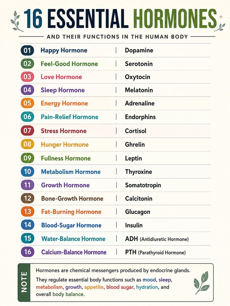 16 essential hormones and their functions 16 essential hormones and their functions