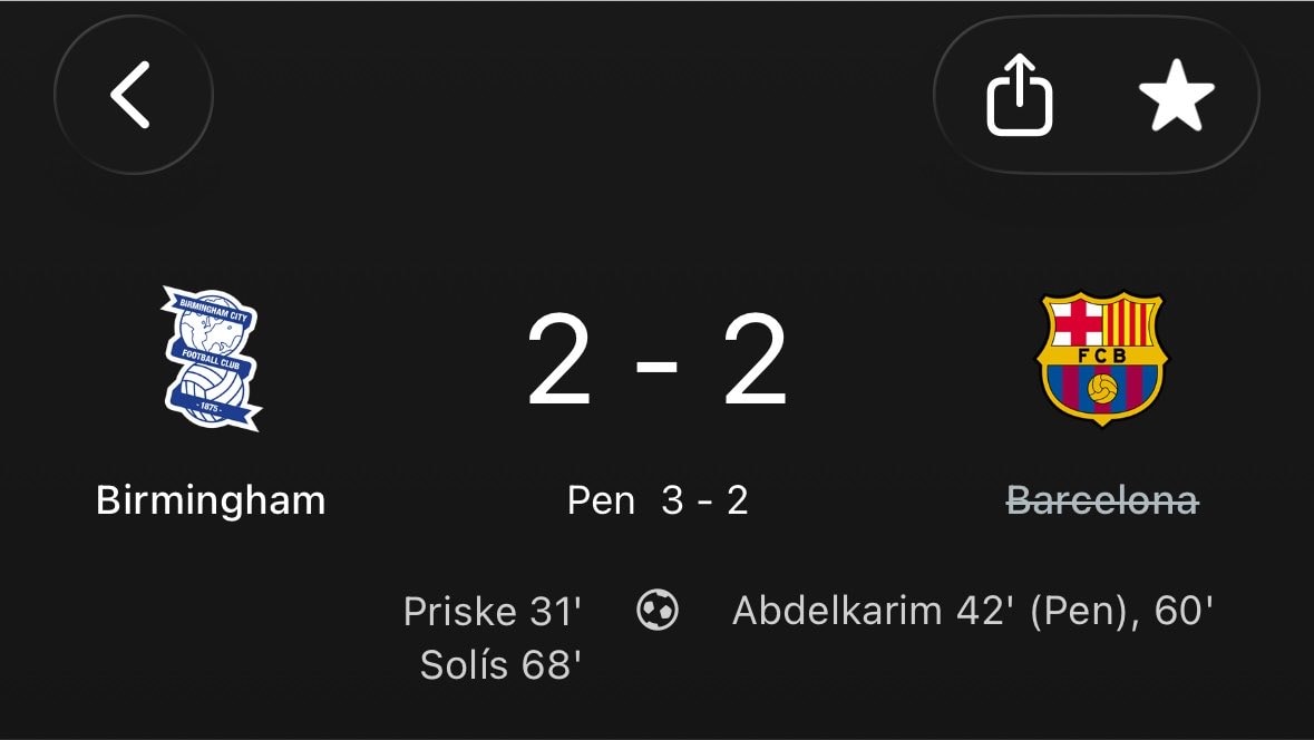 Barcelona lose to Birmingham on penalties Barcelona lose to Birmingham on penalties