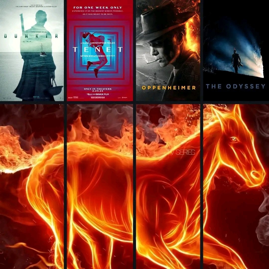 Christopher Nolan movie posters collage