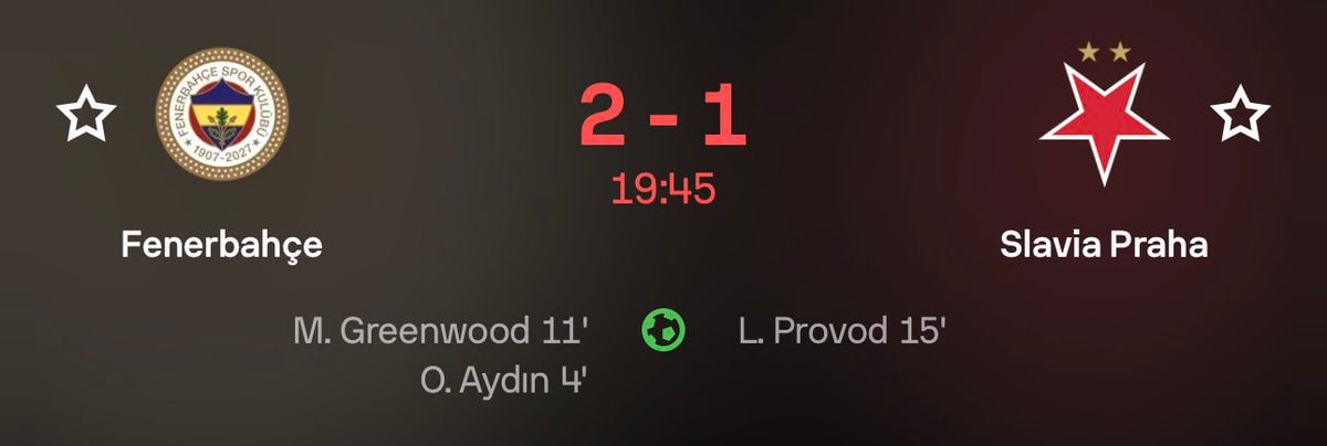 Fenerbahçe vs Slavia Praha 2-1