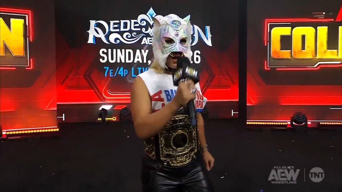 Thekla Starlight Kid mask AEW Collision promo
