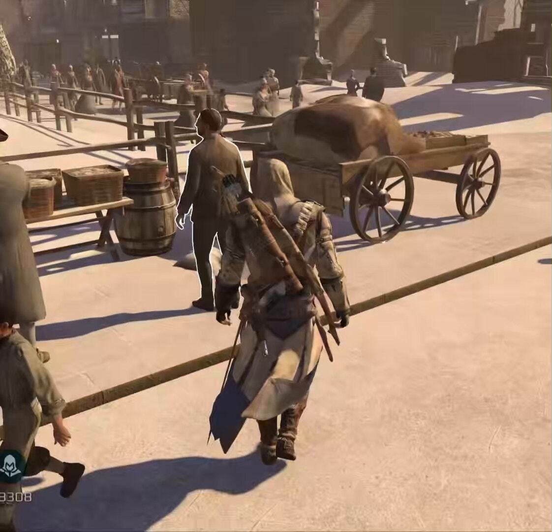 Assassin's Creed hooded archer town square