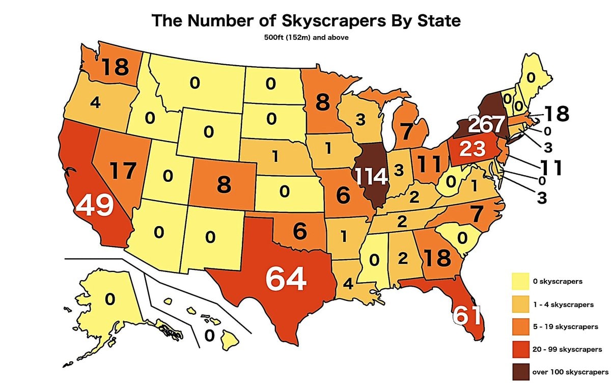 U.S. state skyscraper counts