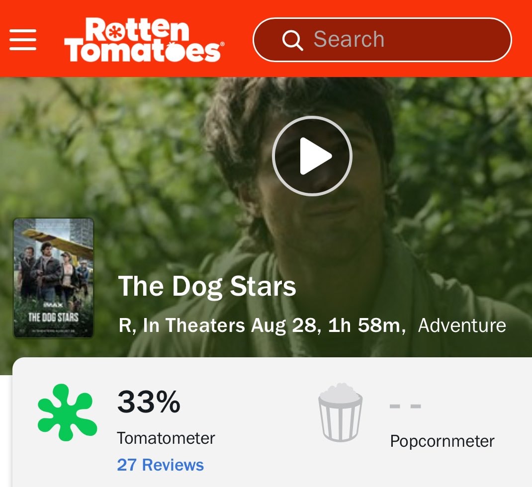 THE DOG STARS Rotten Tomatoes score (photo 1 of 2)
