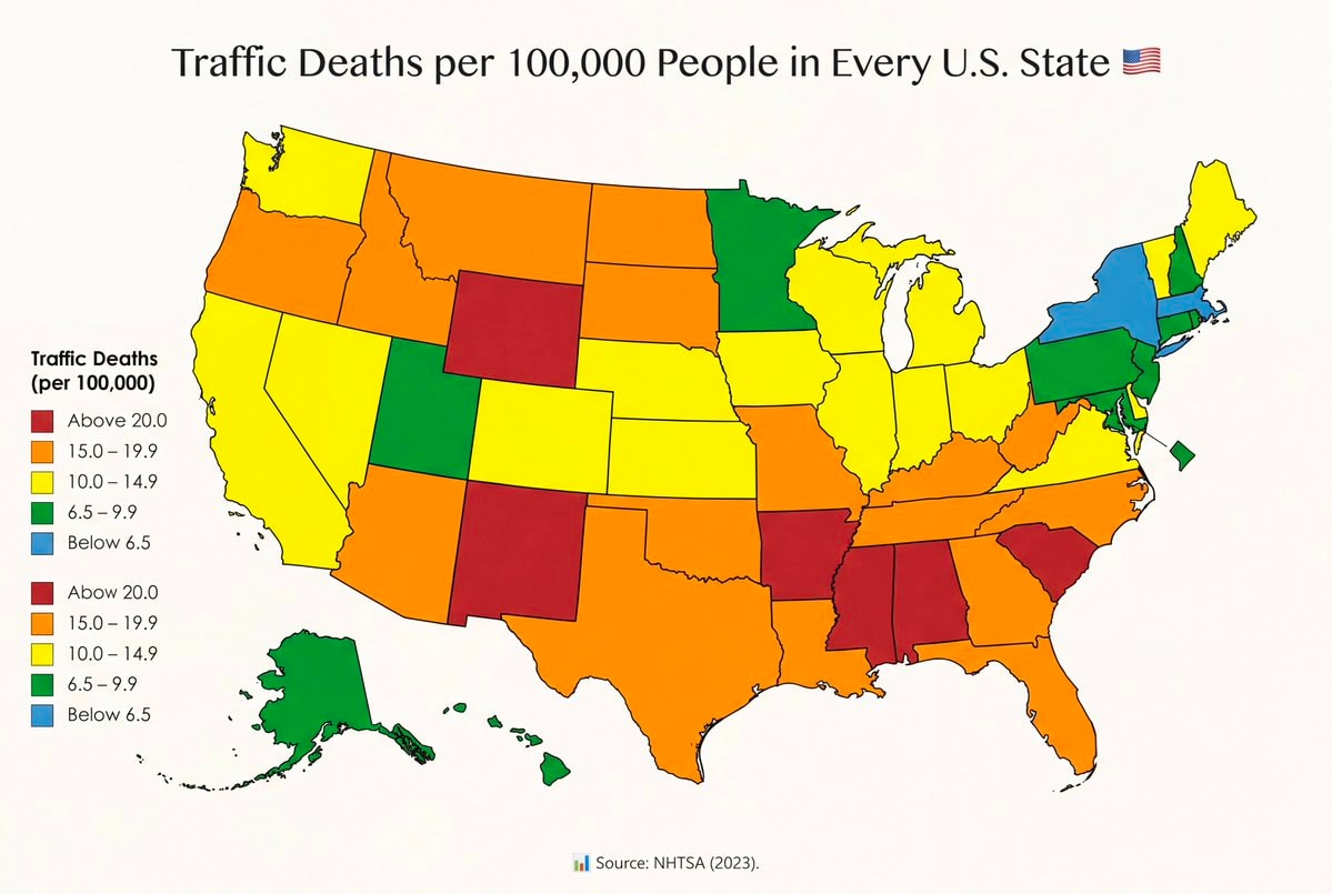 Traffic fatality rates by U.S. State