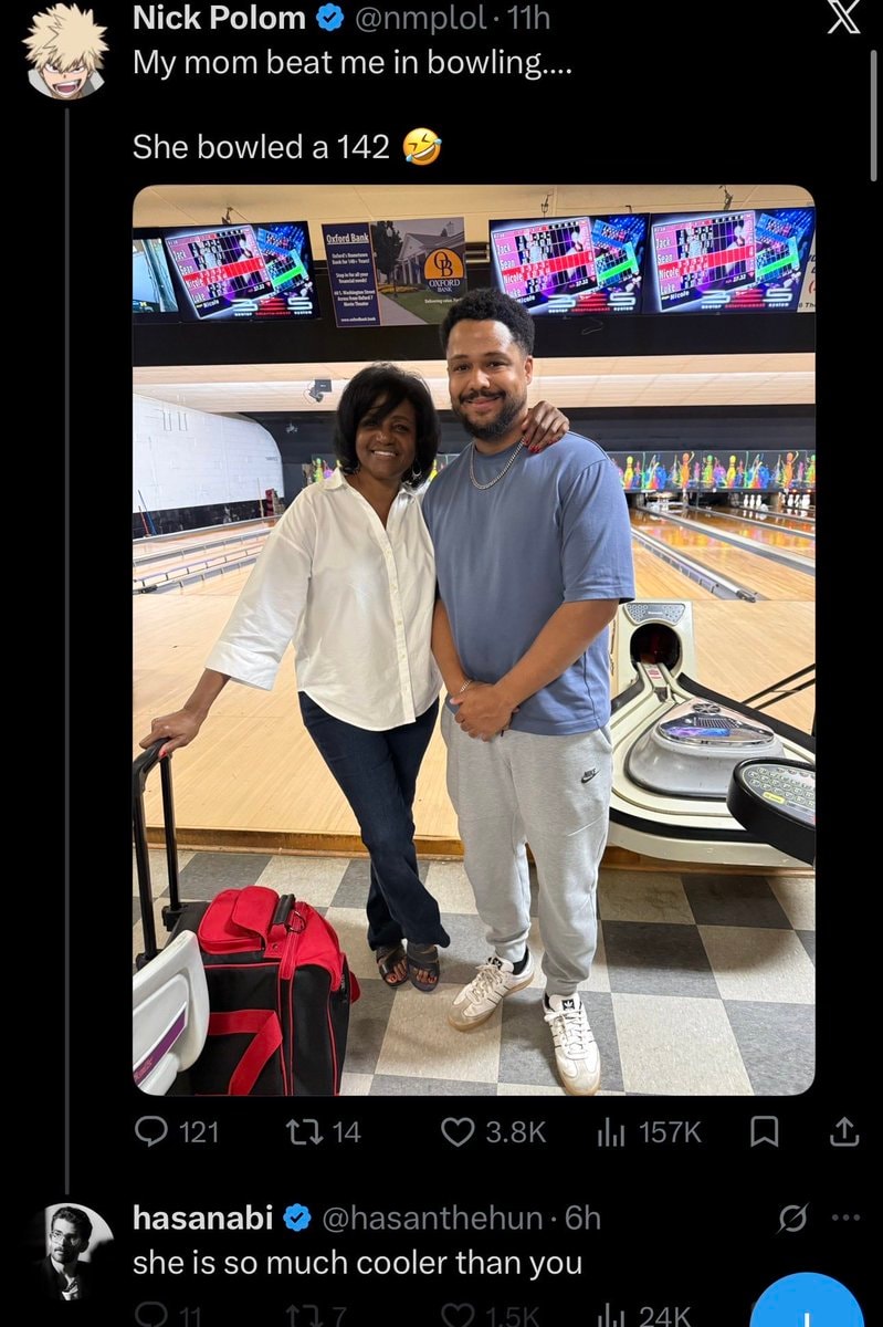 Hasan and Nmplol bowling moment