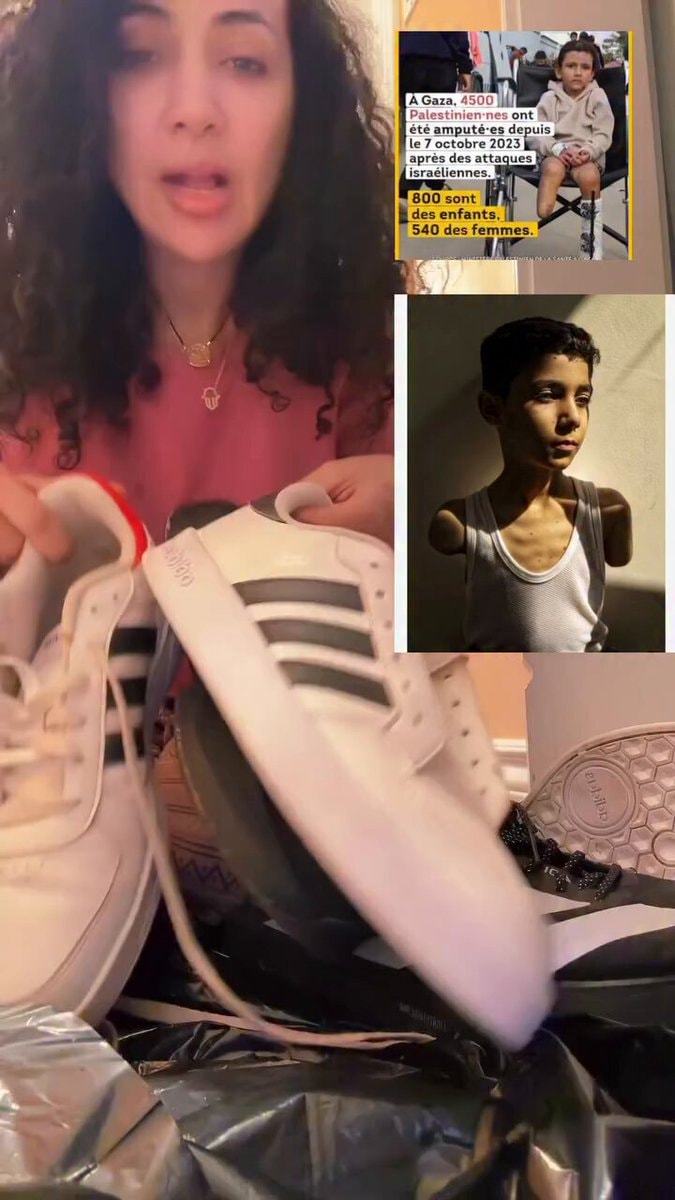 French woman throws Adidas shoes French woman throws Adidas shoes