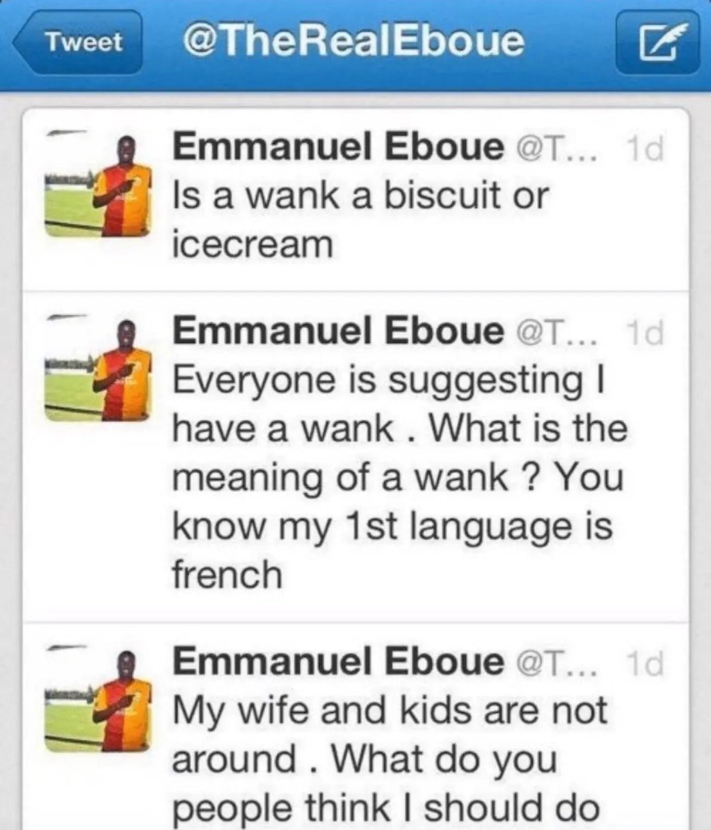 Emmanuel Eboue tweets about wank