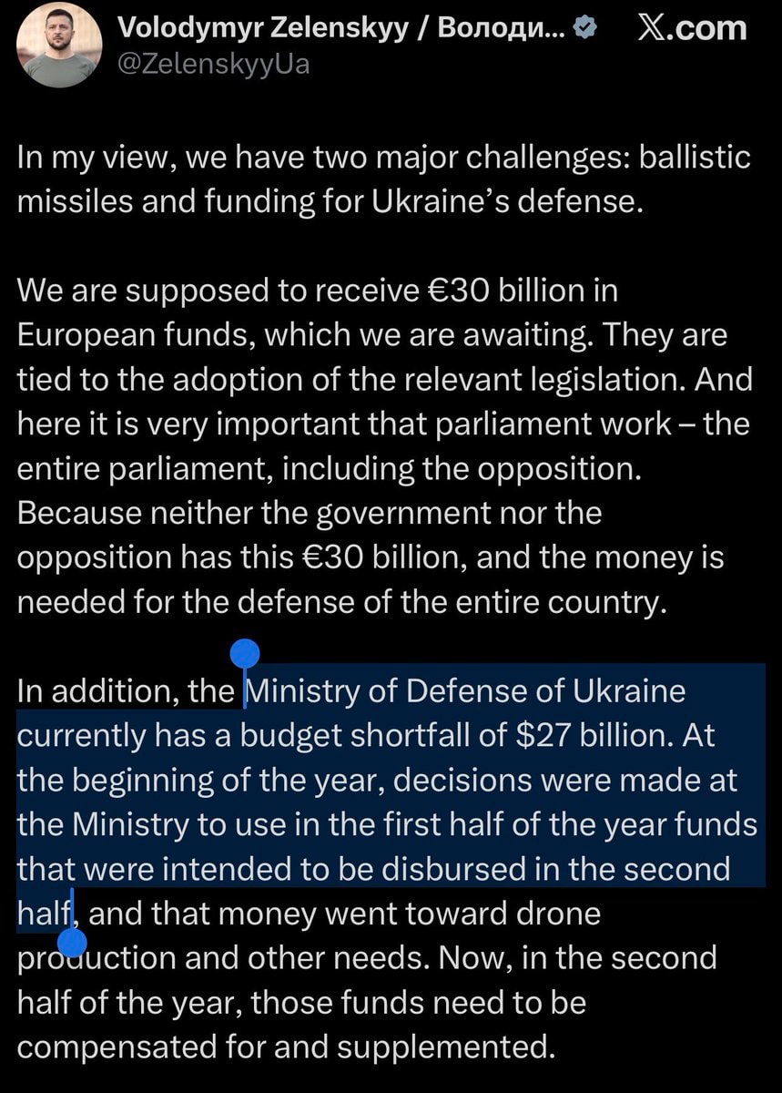 Zelensky on Western defense funds