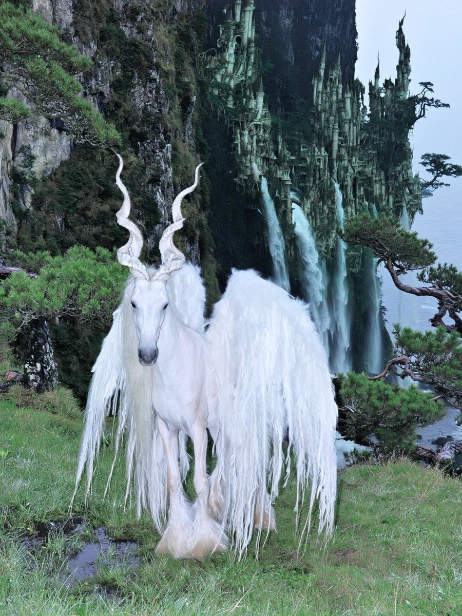 white winged horse fantasy scene