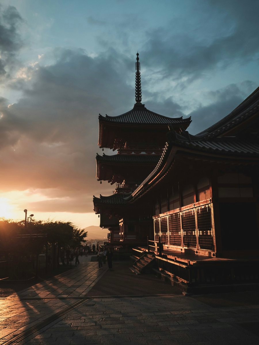 Kyoto Japan pagoda at sunset