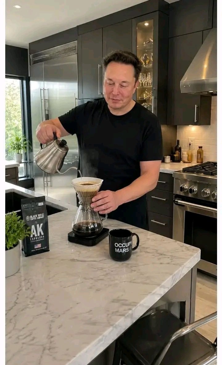 Elon Musk making coffee