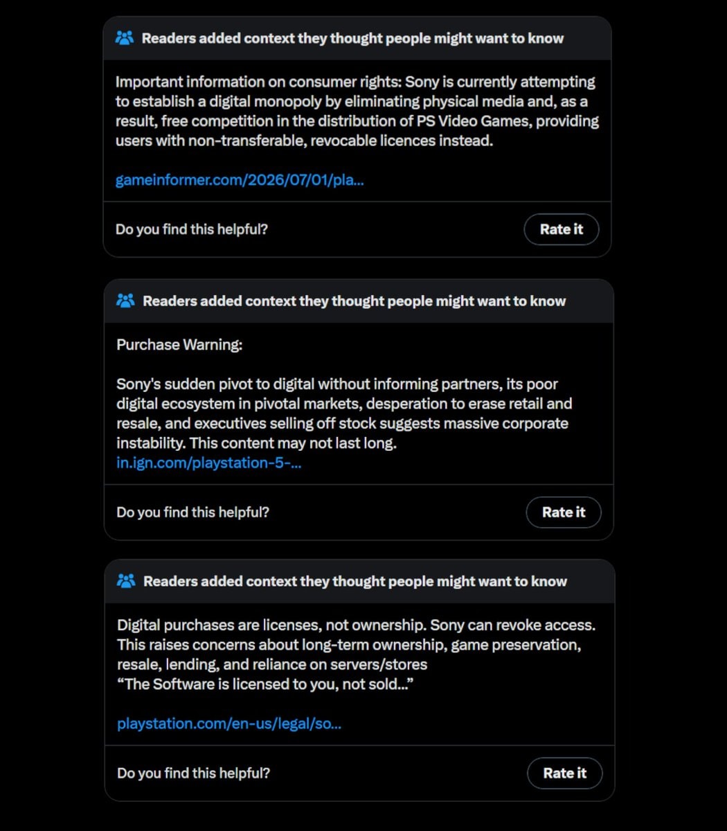 PlayStation Community Notes backlash (photo 2 of 2)
