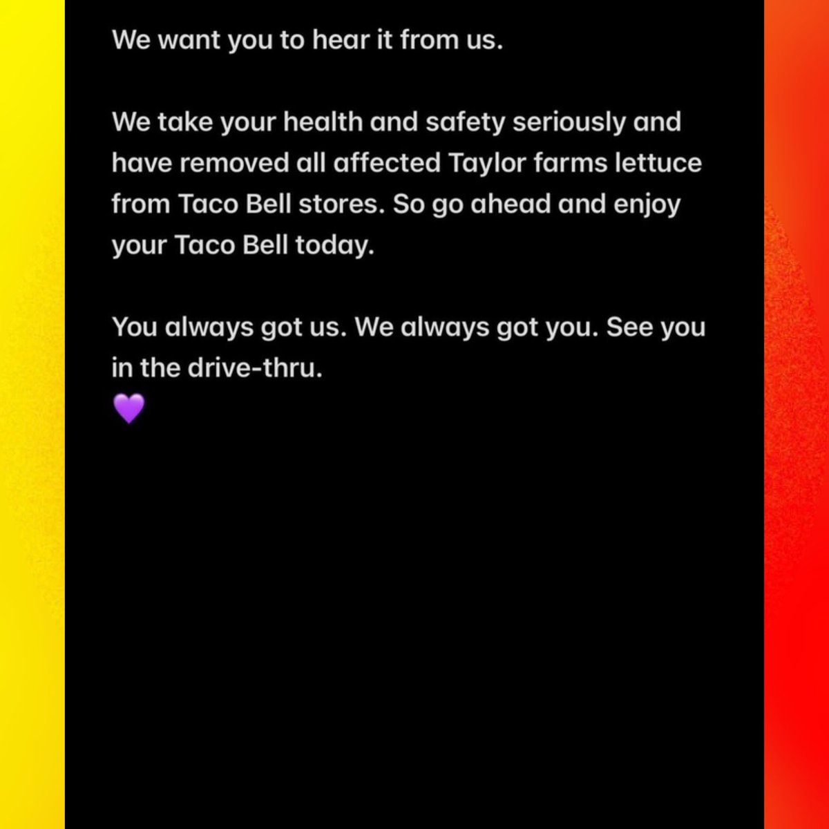 Taco Bell diarrhea outbreak statement (photo 2 of 2)