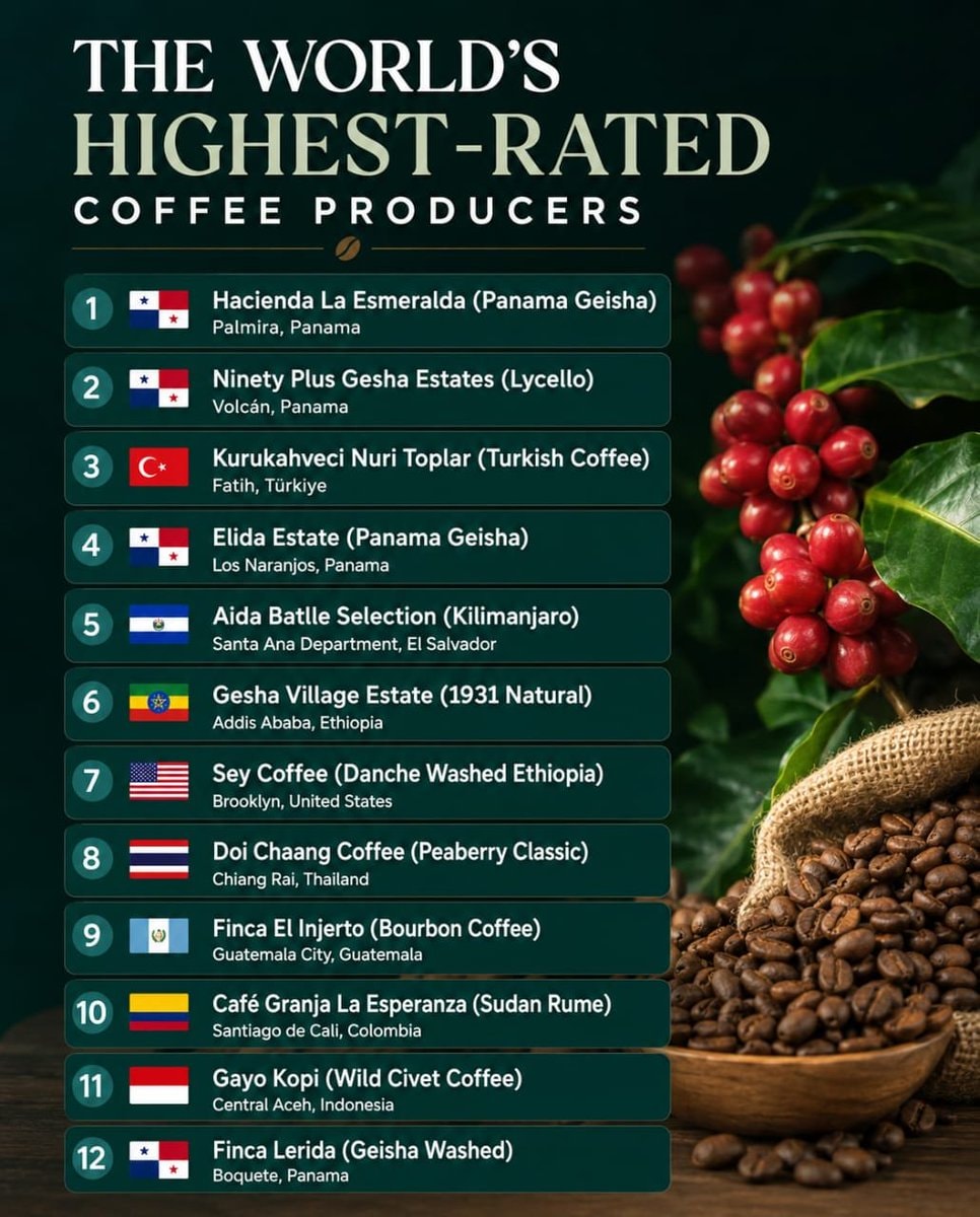 World's Highest-Rated Coffee Producers List