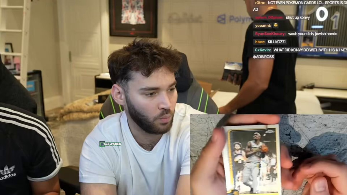 Adin Ross bends $10,000 NBA Topps cards