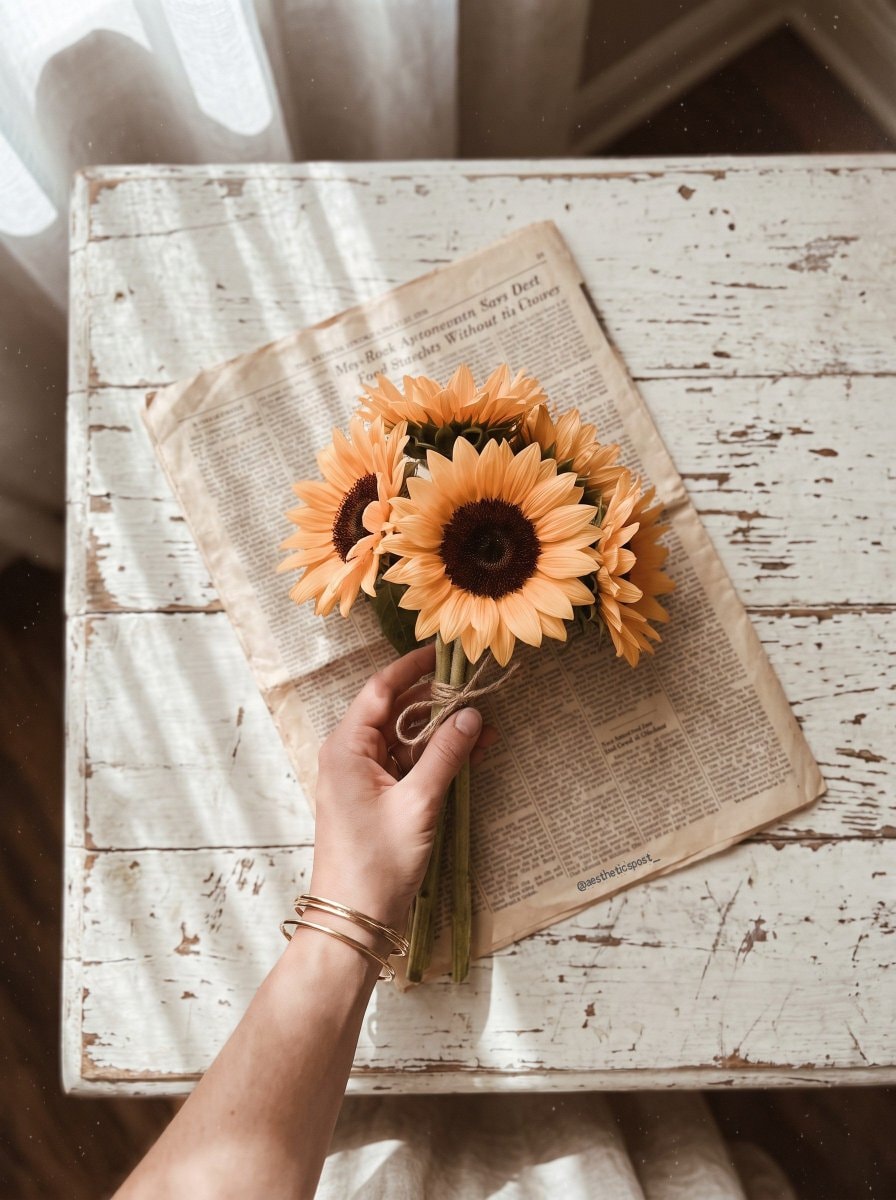 sunflowers and vintage newspaper sunflowers and vintage newspaper