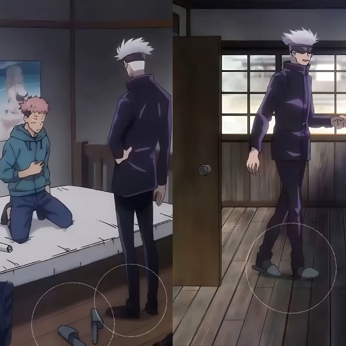 Gojo stealing Yuji's slippers