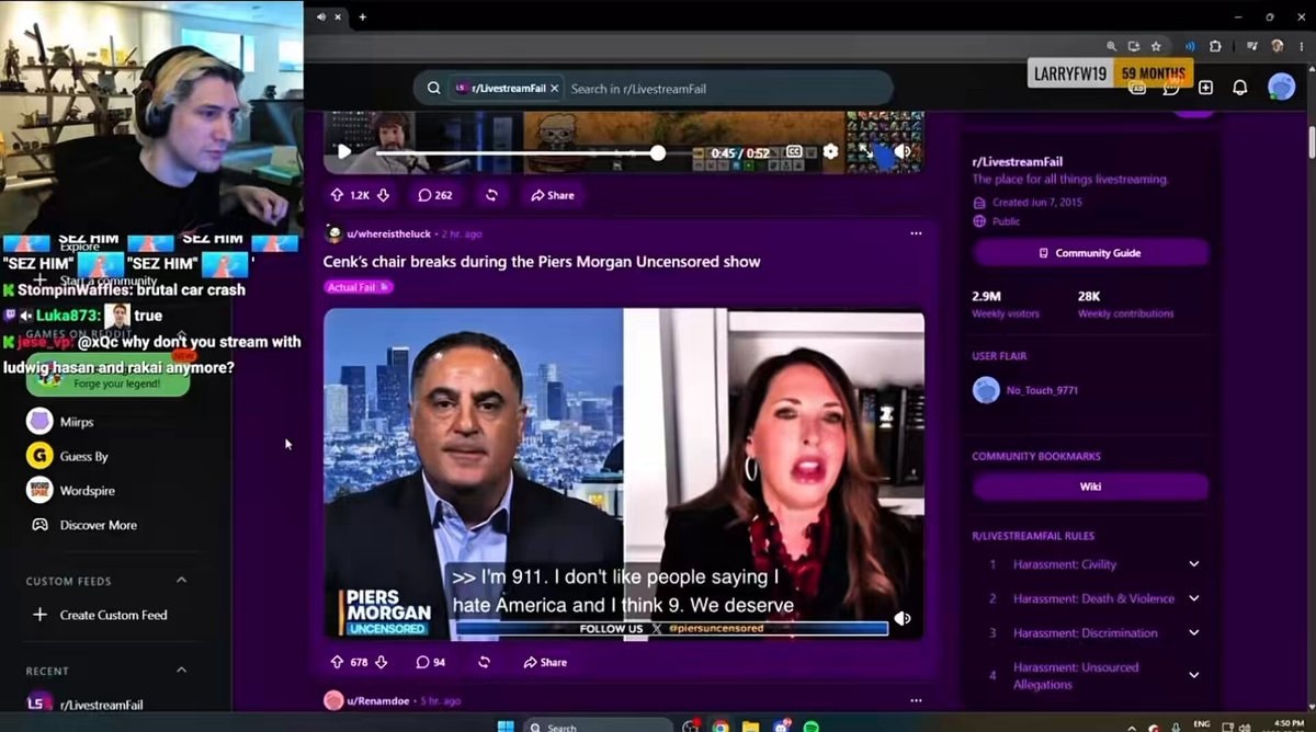 xQc reaction to Cenk chair break xQc reaction to Cenk chair break