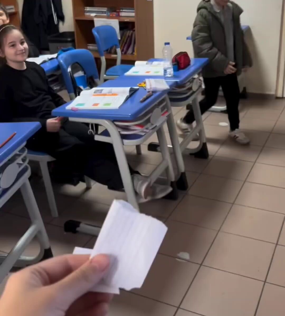 Classroom prank with blank papers