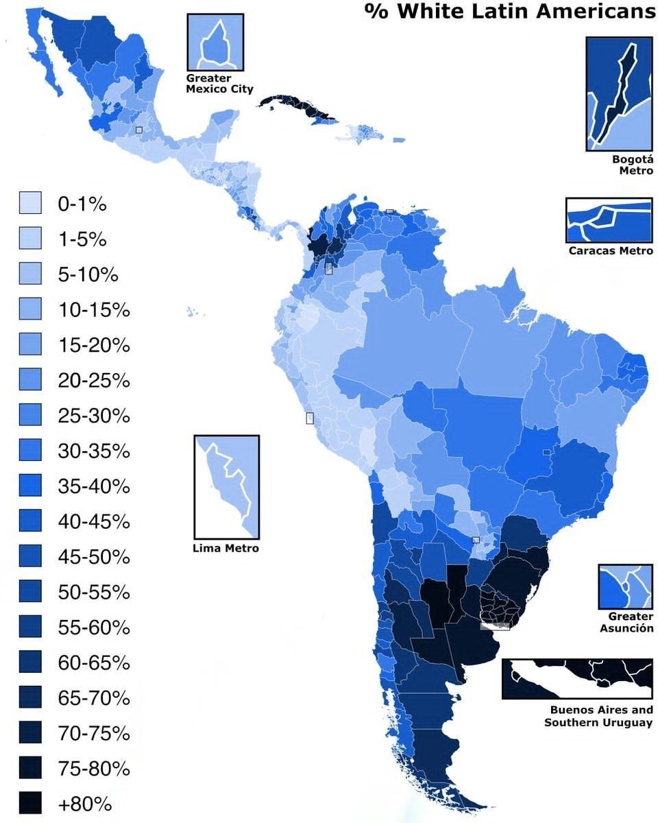 Latin America White Population Shares