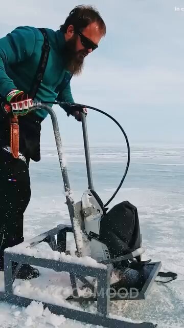 Bath & Sauna Made of Ice on Frozen Lake