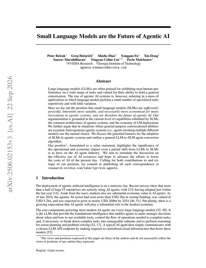 Small Language Models Future Agentic AI