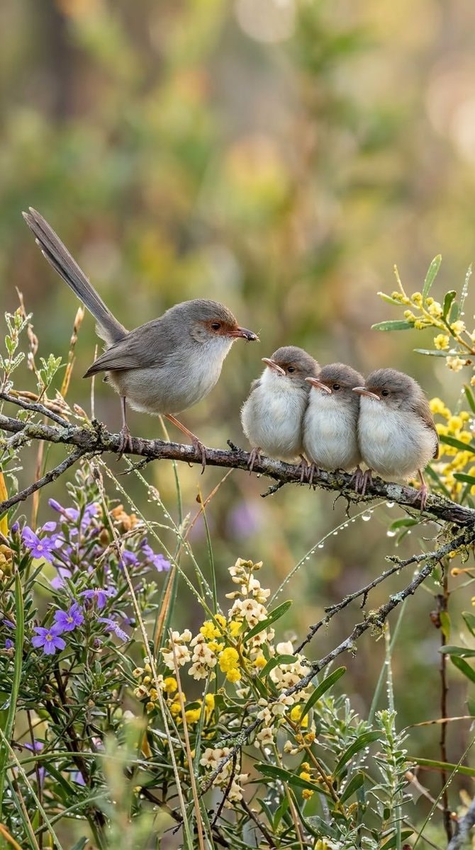 Mother bird feeding chicks Mother bird feeding chicks