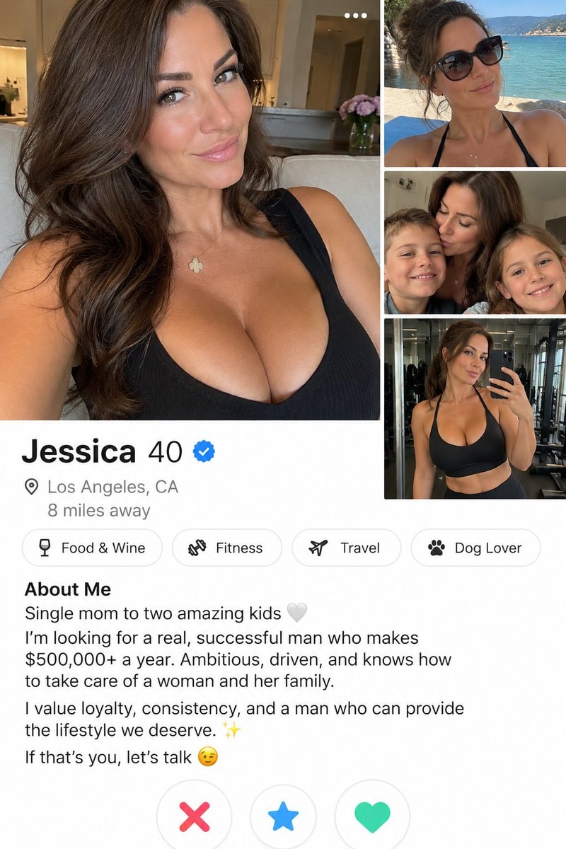 40-year-old single mom Tinder $500,000