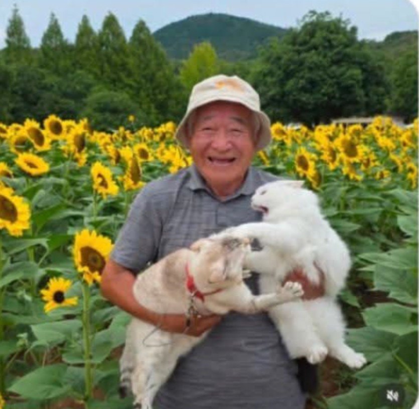 Japanese grandfather cats sunflower field (photo 2 of 2)