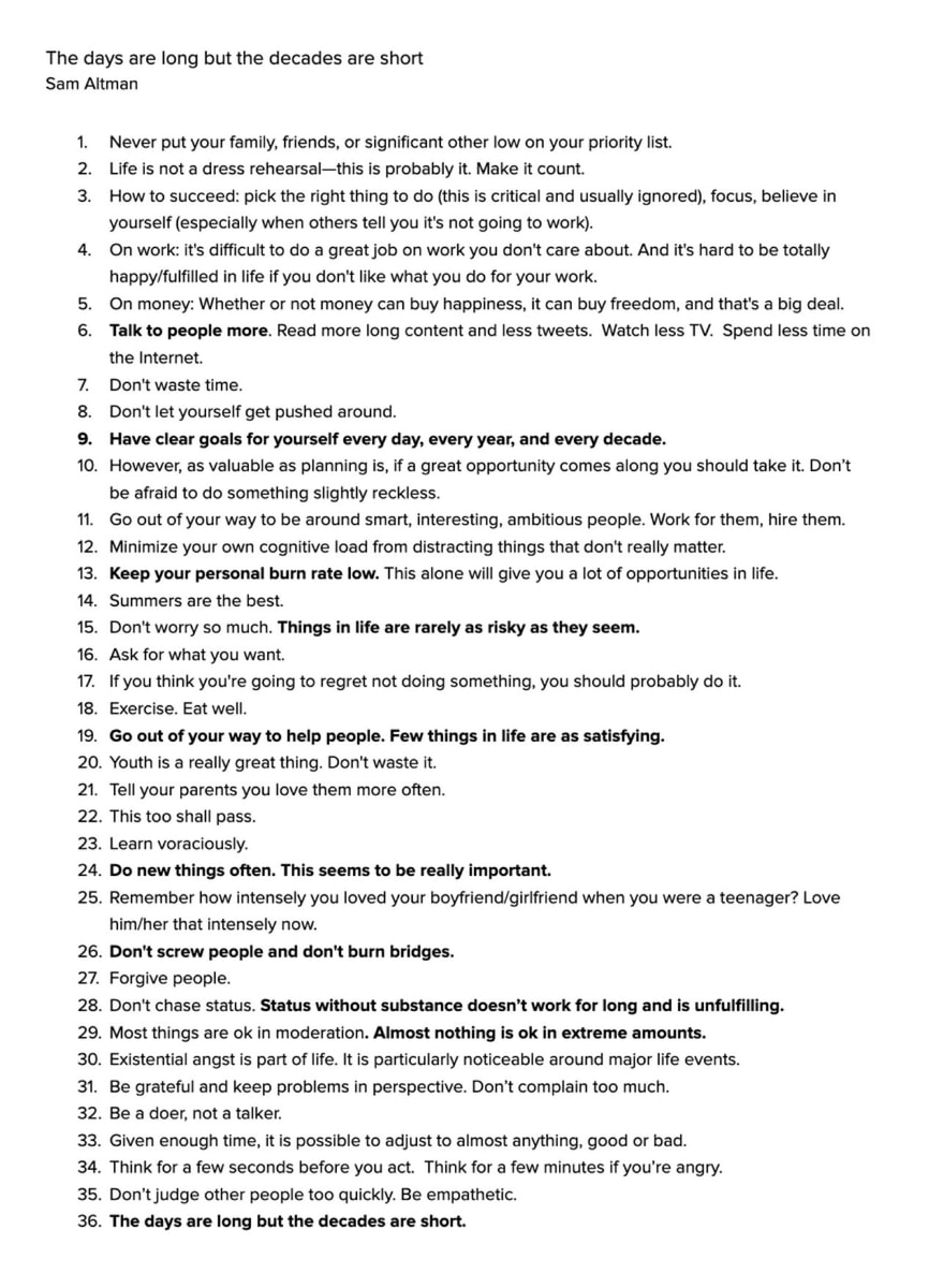 Sam Altman 36 principles