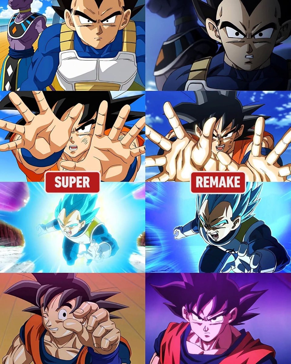 Dragon Ball Z Vegeta and Goku SUPER vs REMAKE