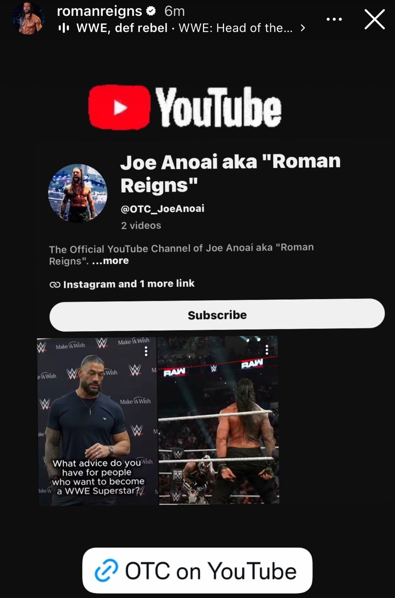 Roman Reigns YouTube channel Roman Reigns YouTube channel