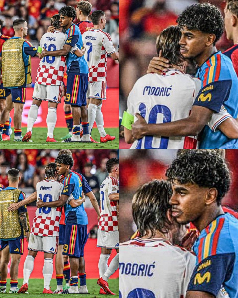 Lamine Yamal hugs Luka Modric
