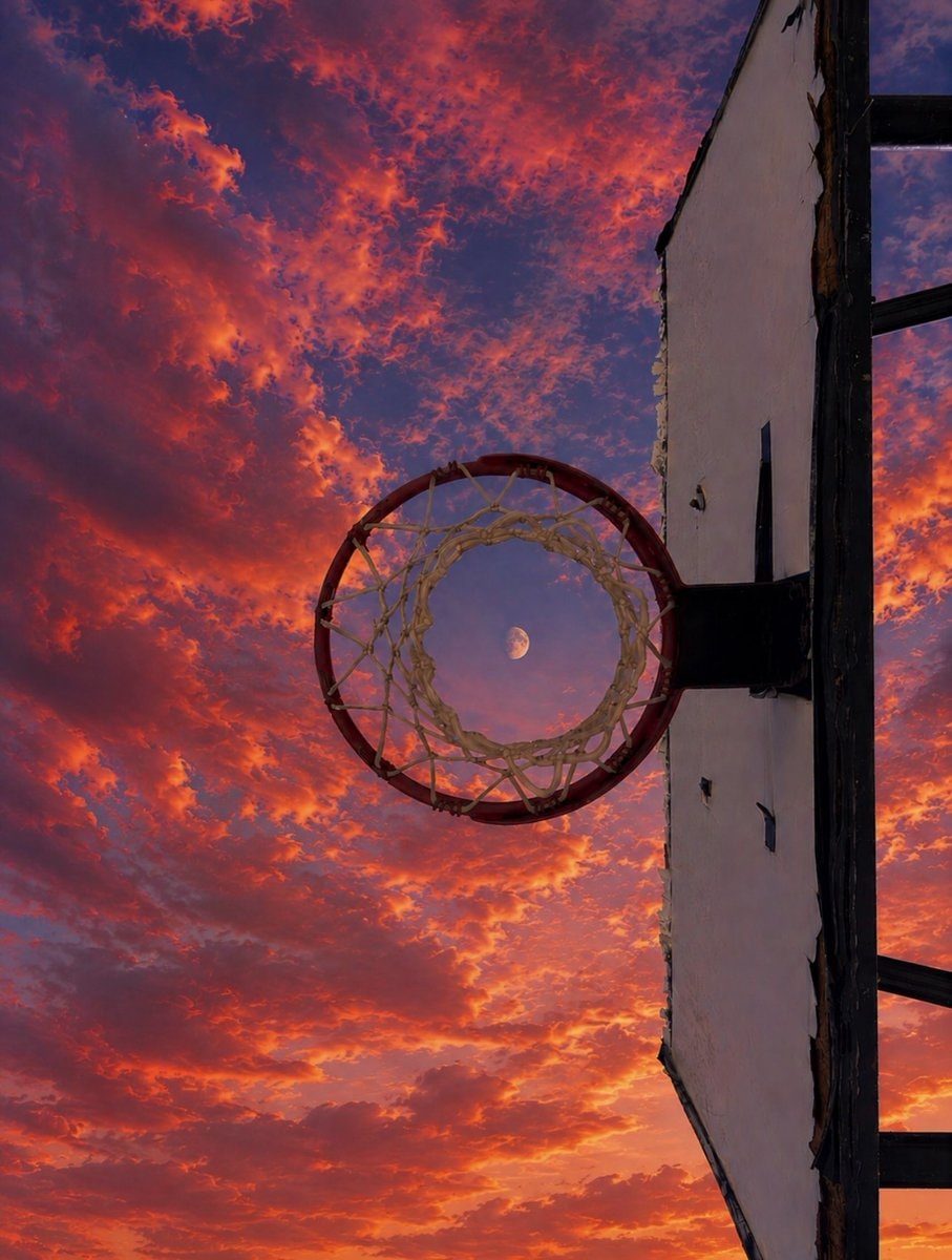 basketball hoop sunset