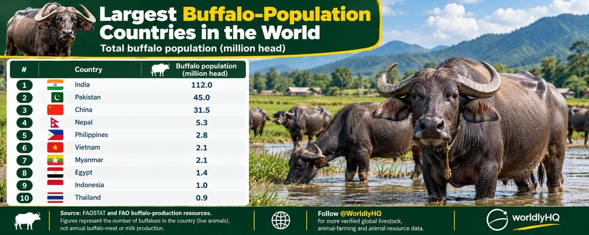 Largest Buffalo-Population Countries in the World Largest Buffalo-Population Countries in the World