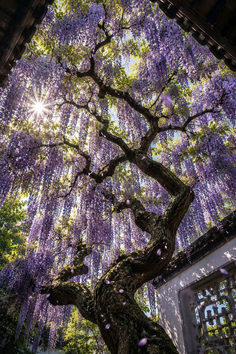 wisteria tree full bloom