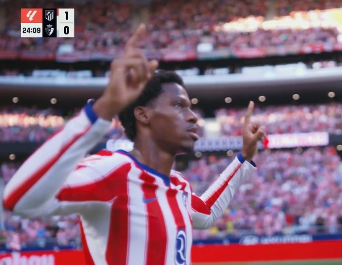 Jonathan David celebrates Atletico Madrid goal