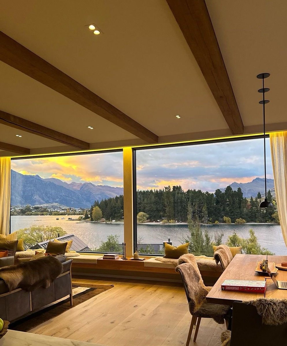 Cozy living room with lake and mountain view (photo 2 of 2)