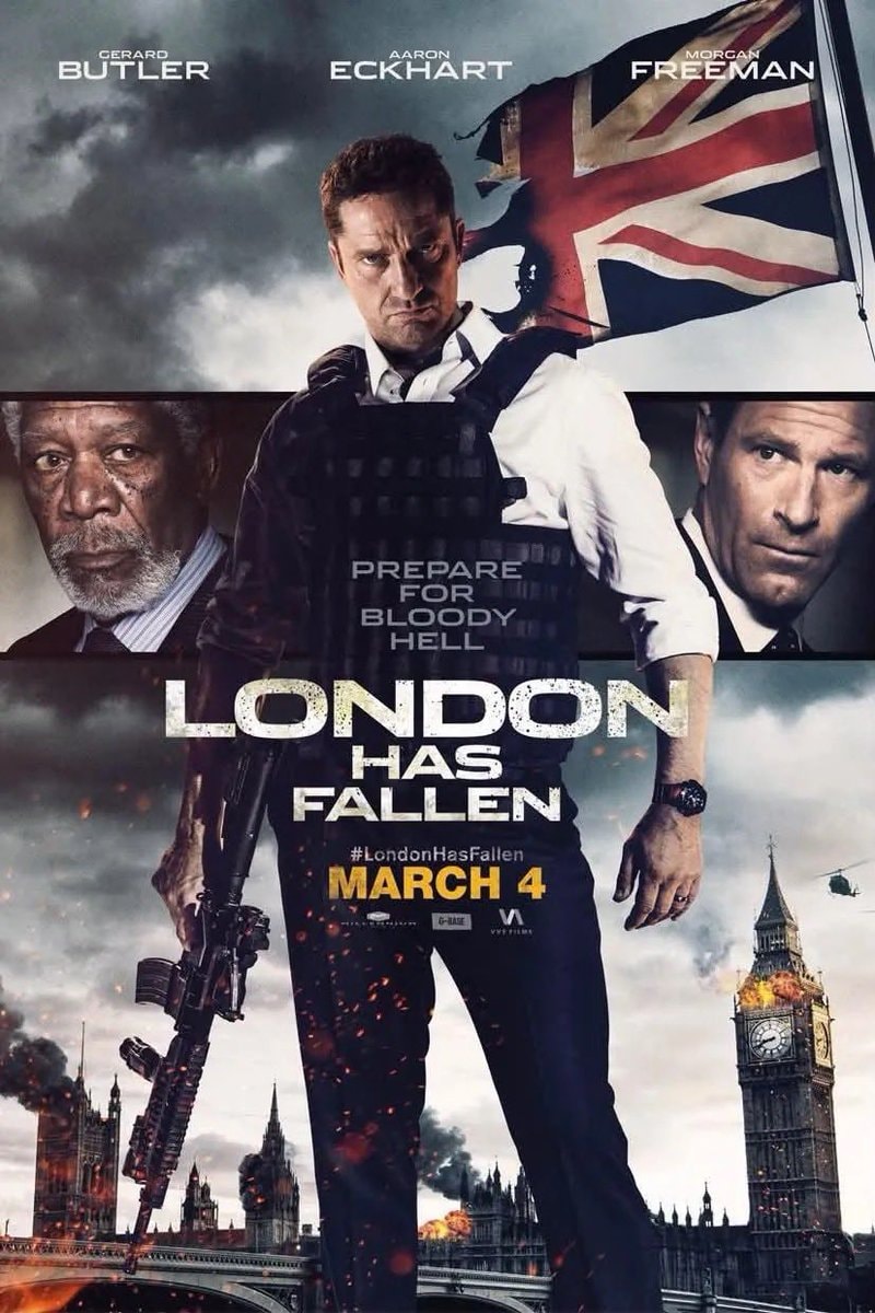 Gerard Butler Aaron Eckhart Morgan Freeman movie poster (photo 1 of 3)