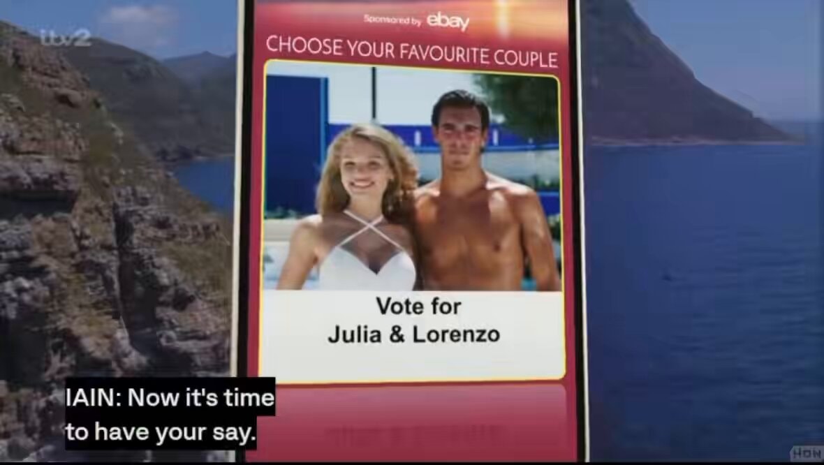 Love Island vote Julia Lorenzo ebay
