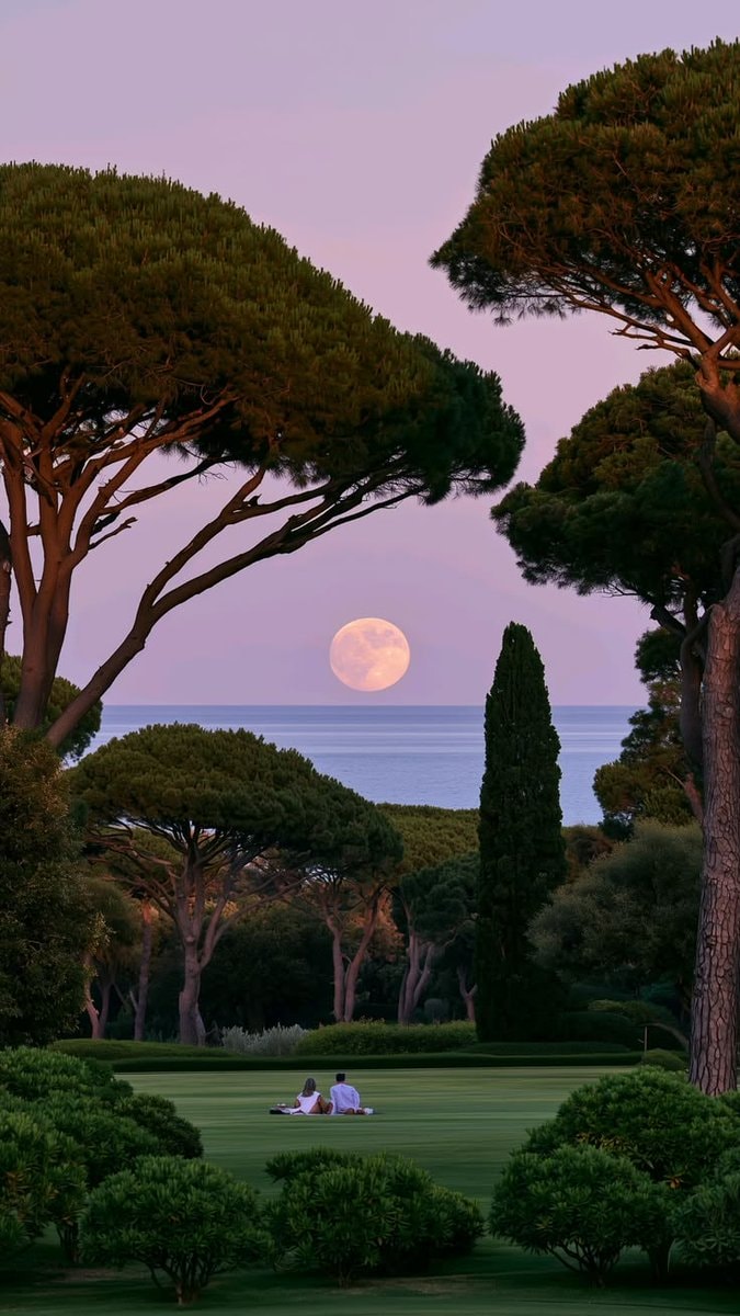 Couple picnic by the ocean moon (photo 1 of 2)