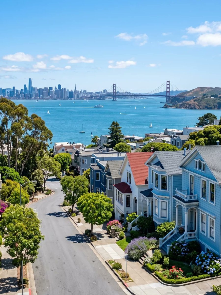 San Francisco Golden Gate Bridge Victorian houses (photo 3 of 4)